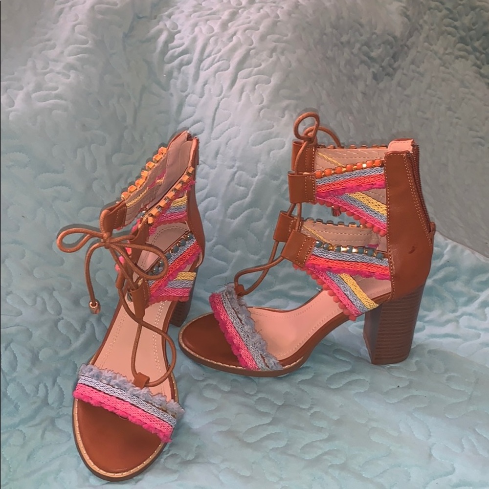 Multi colored Charlotte Russe tie up sandal